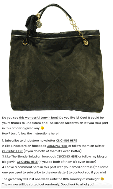Lanvin give-away bag