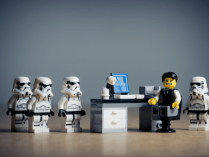 lego manager with storm troopers