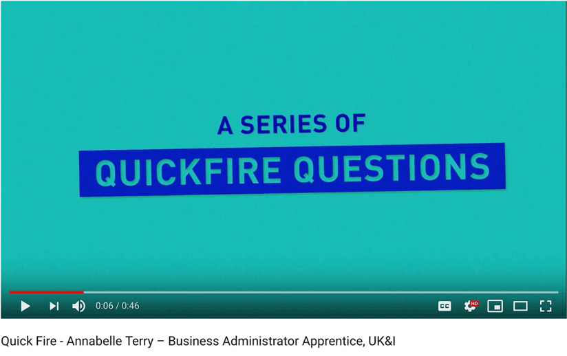 Youtube clip about Unilever's Quickfire Questions employer branding video