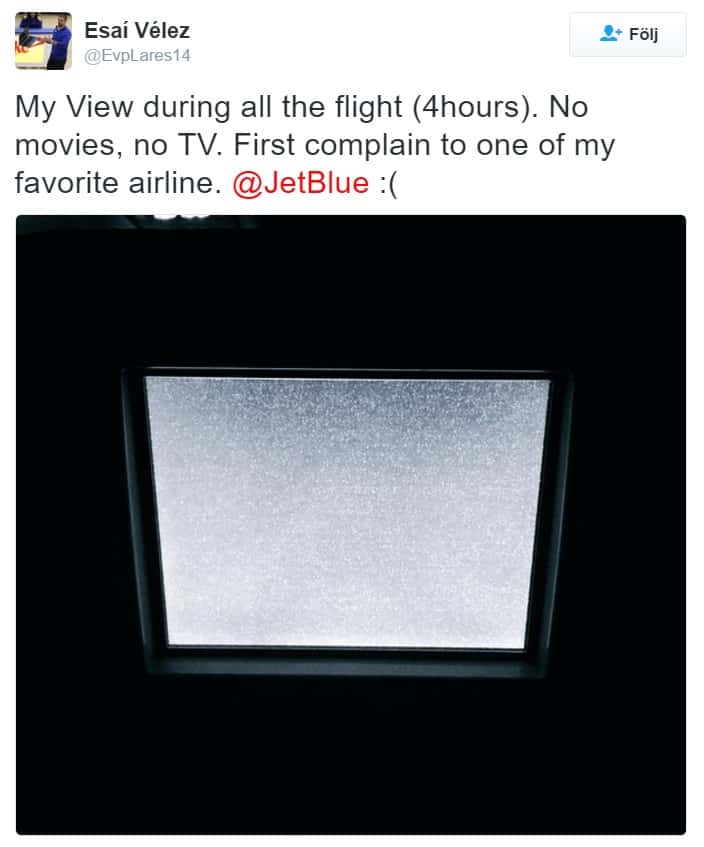 Twitter complaint about JetBlue