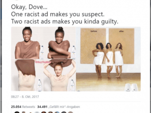 Dove accused of racism on Tweeter