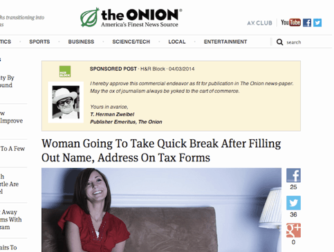 Great Sponsored Post Native Ad Example The Onion