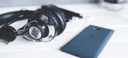 Headphones and a phone