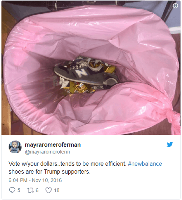 Angry consumers throwing their New Balance shoes away- social media fake news