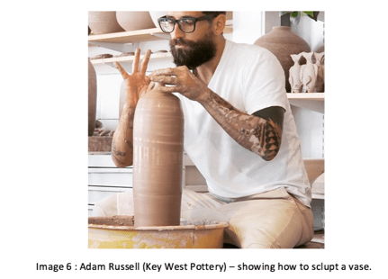 Adam Russell (Key West Pottery) – showing how to sculpt a vase