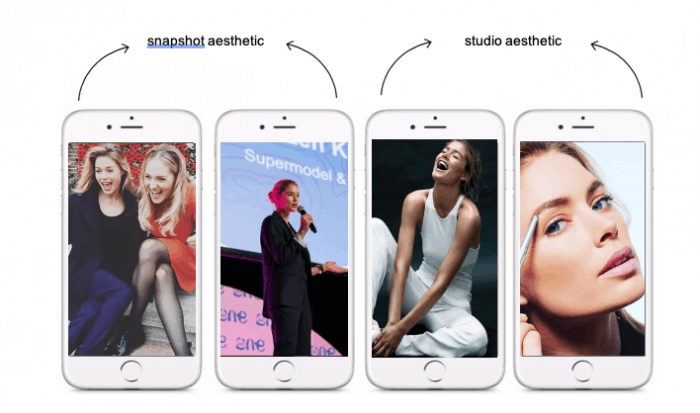Use of snapshot aesthetic in ephemeral marketing strategies