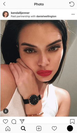 Kendall Jenner paid partnership with Daniel