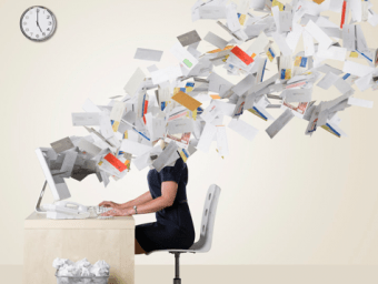 Physical representation of information overload overwhelming online users