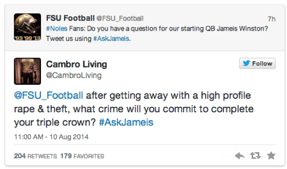 tweet from Cambro Living tweeting about the hashtag #askjameis