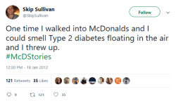 tweet from Skip Sullivan tweeting about the hashtag #McDStories
