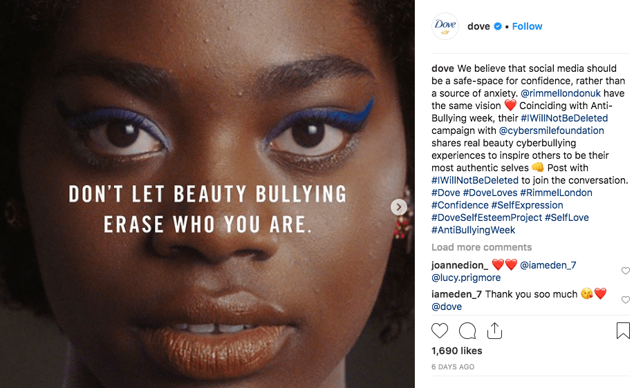 Dove states that social media should be a safe-space for confidence, rather than a source of anxiety.