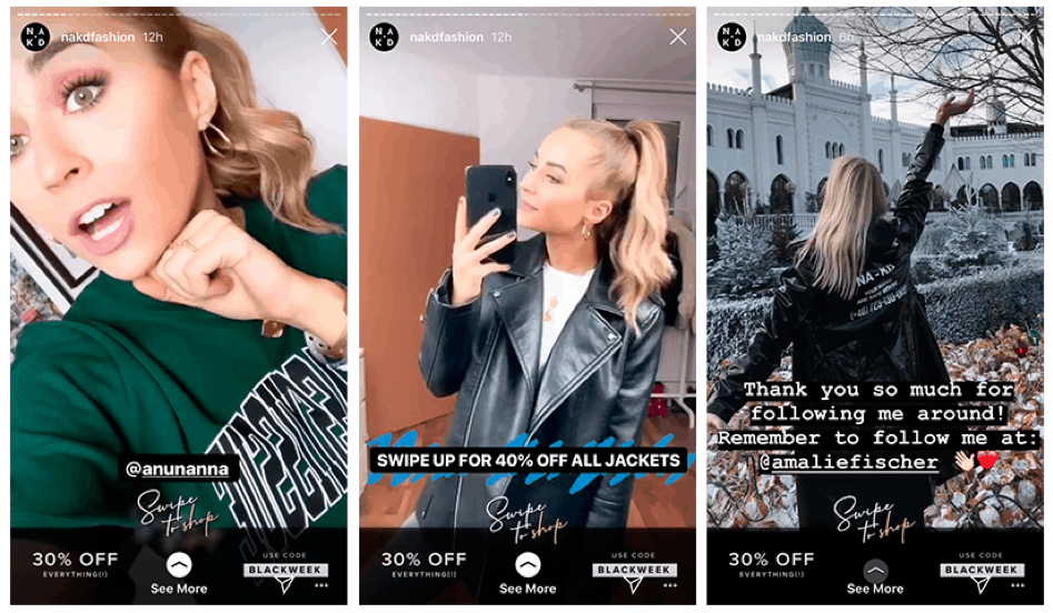 Instagram takeover on NA-KD’s Instagram Stories- generation z instagram