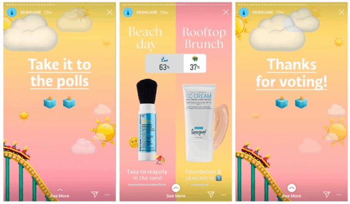 Sephora is asking their followers on Instagram Stories which product they prefer